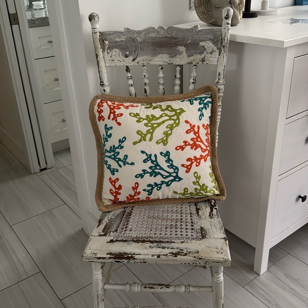 Nautical Coral Design Accent Pillow